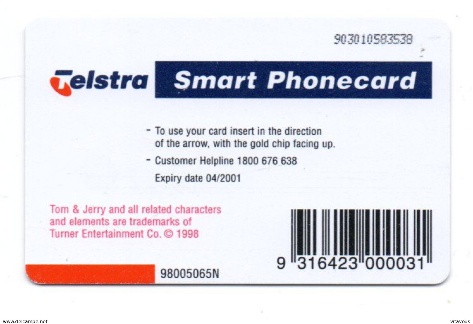 Tom & Jerry Carte Australie Telsa Smart Phonecard  (K 295) - Australie