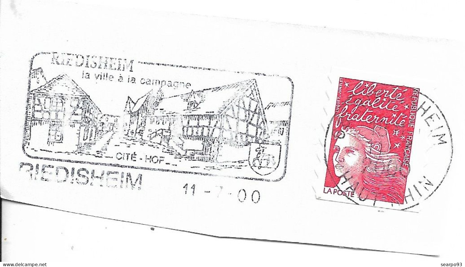 FRANCE. POSTMARK. RIEDISHEIM. 2000 - 1961-....