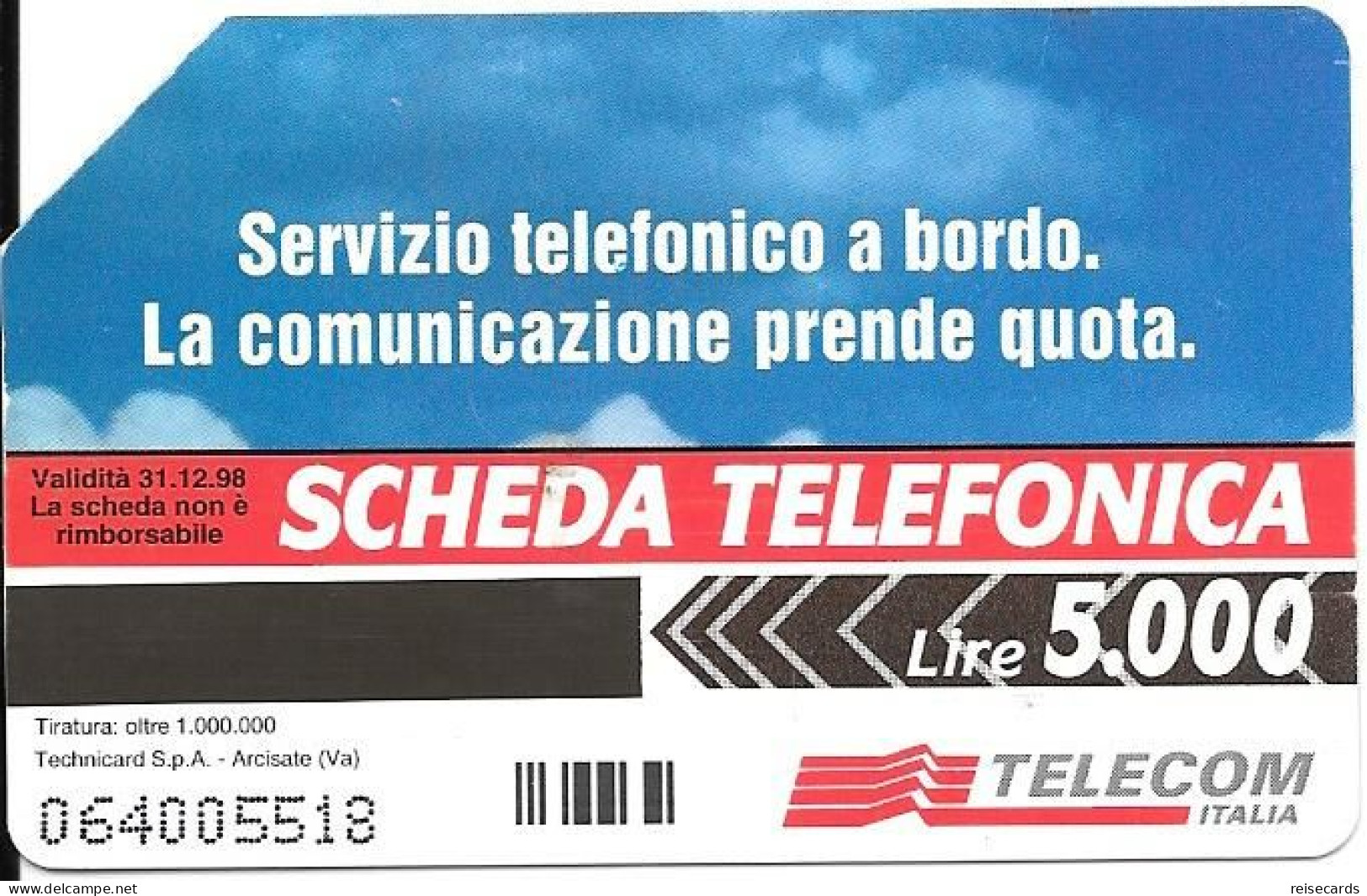 Italy: Telecom Italia - Servizio Telefonico A Bordo - Öff. Werbe-TK