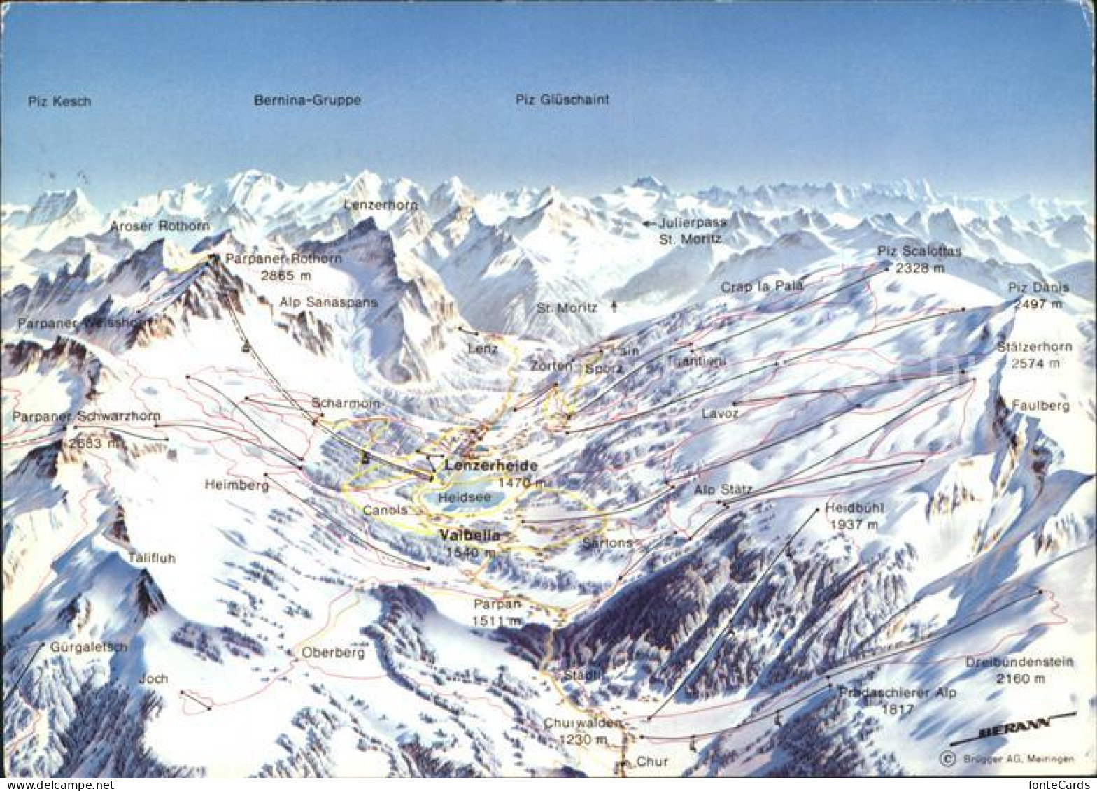 11914494 Lenzerheide Valbella Panoramakarte Skigebiet Lenzerheide/Lai - Sonstige & Ohne Zuordnung