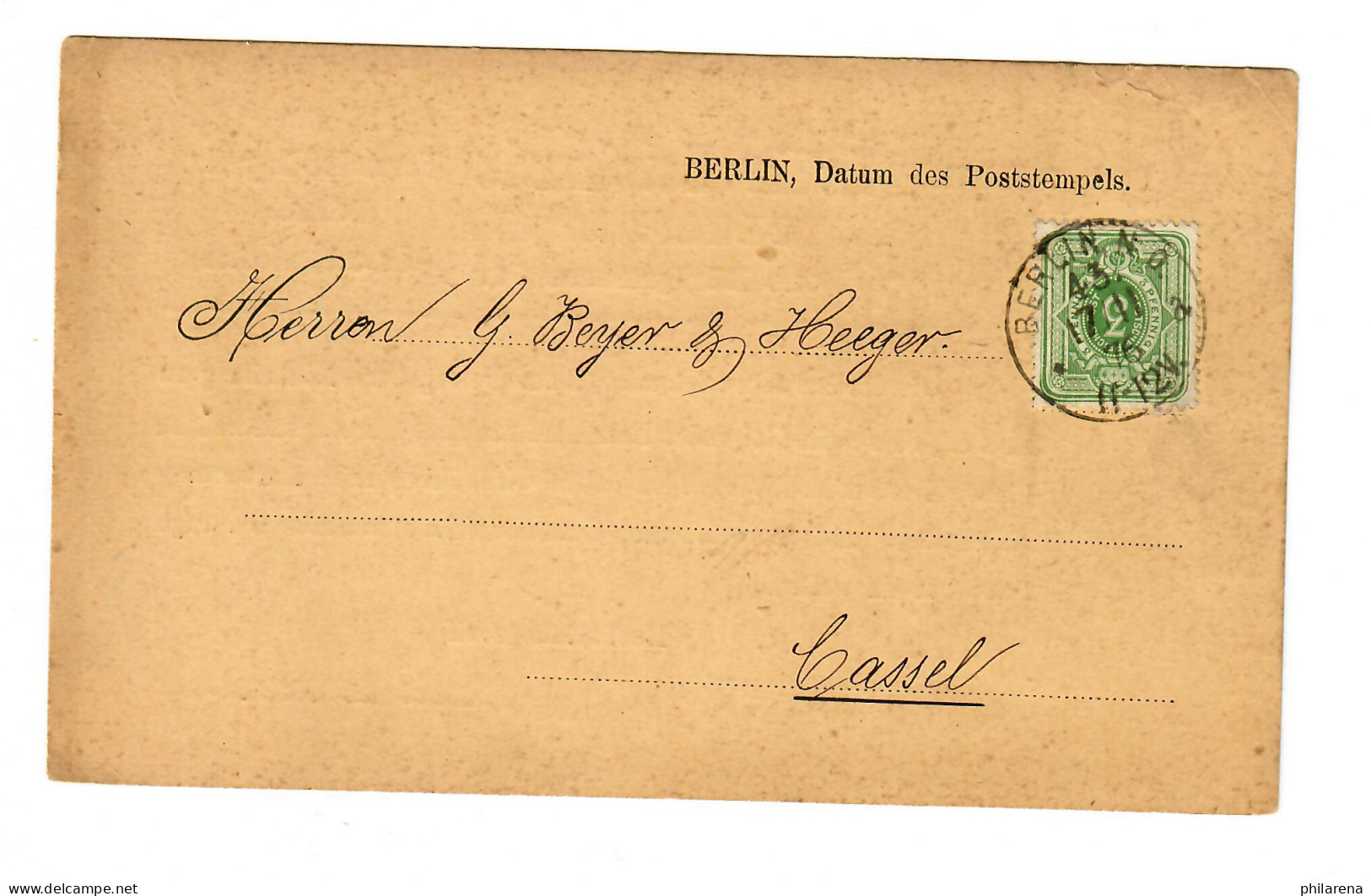 Postkarte Berlin, 1876 Nach Kassel, Gestanzte Karten, Besuchtsanzeige - Briefe U. Dokumente