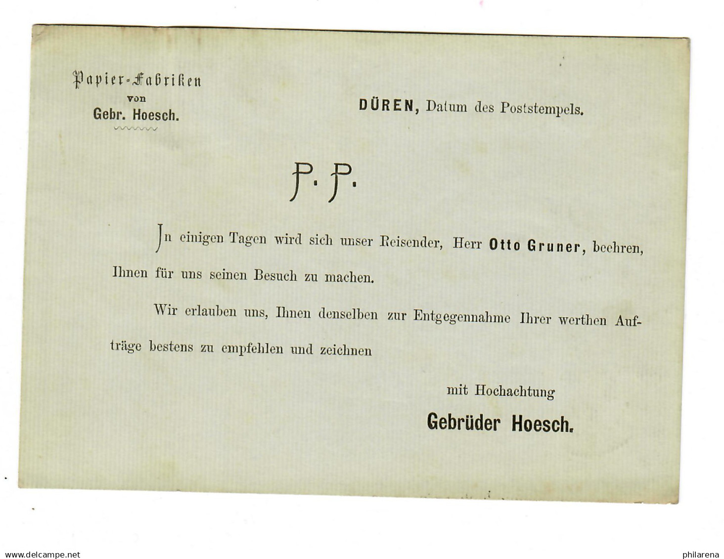 Postkarte Düren, Papier Fabrik, 1878 Nach Kassel - Lettres & Documents