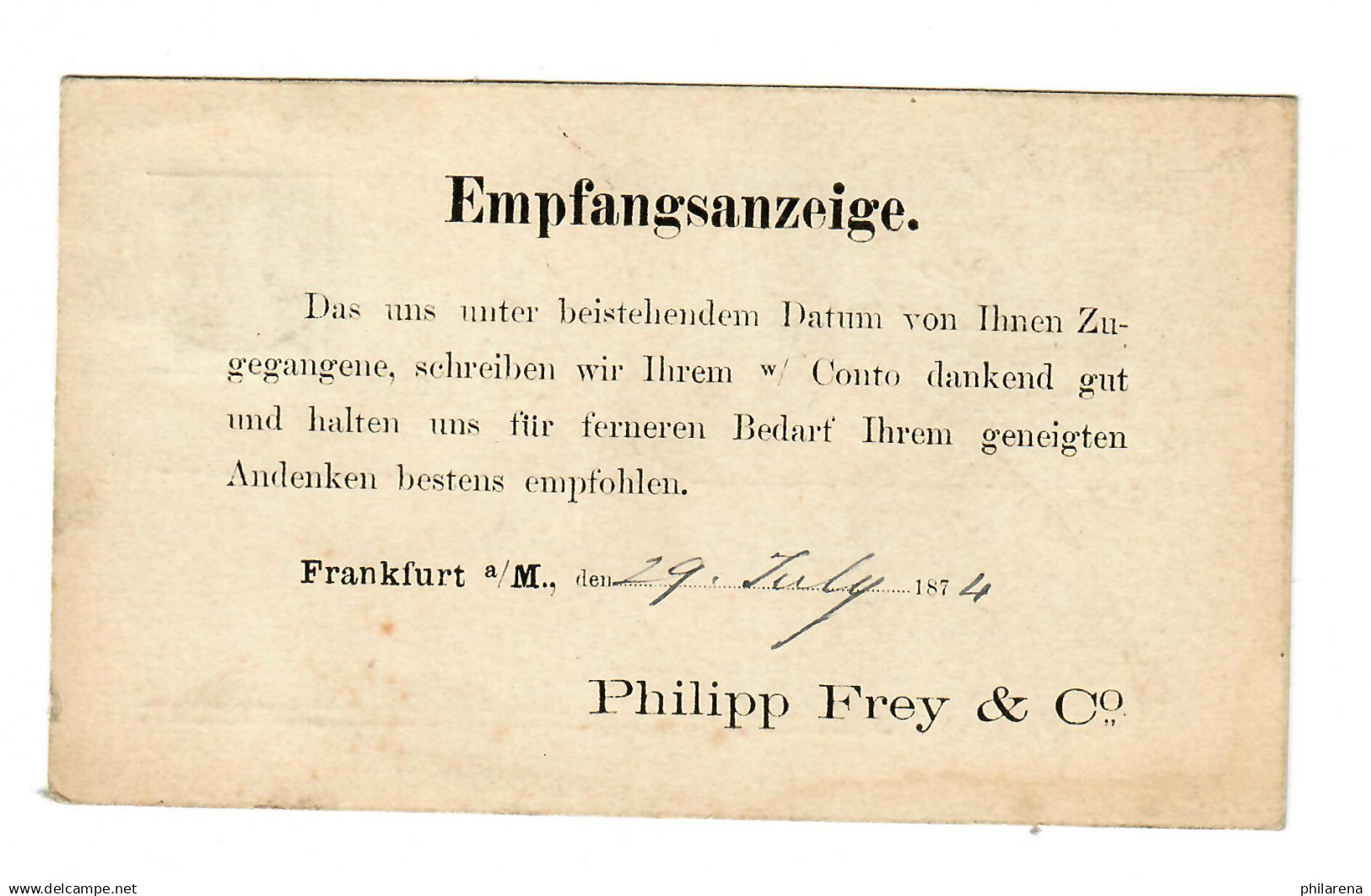 Postkarte Frankfurt/M Nach Kassel, 1874 - Briefe U. Dokumente