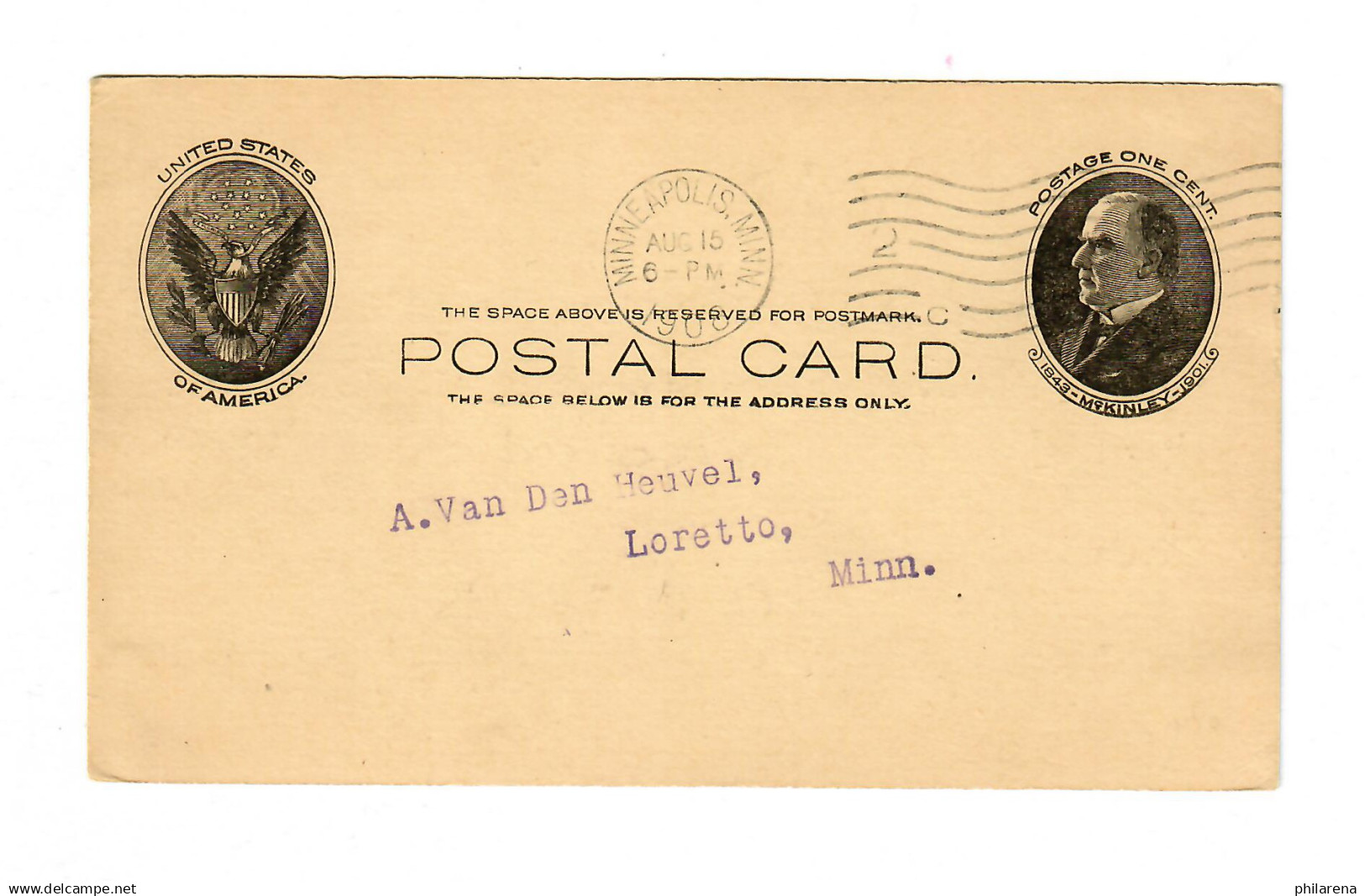 Postkarte 1908, Mineapolis/Minn Nach Loretto: Dampfschiff Zeeland Ticket Preis - Other & Unclassified