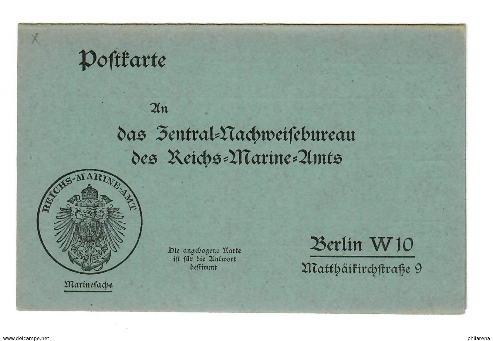 Postkarte Marinesache, Reichs-Marine-Amt Nach Berlin, Blanko Form - Briefe U. Dokumente