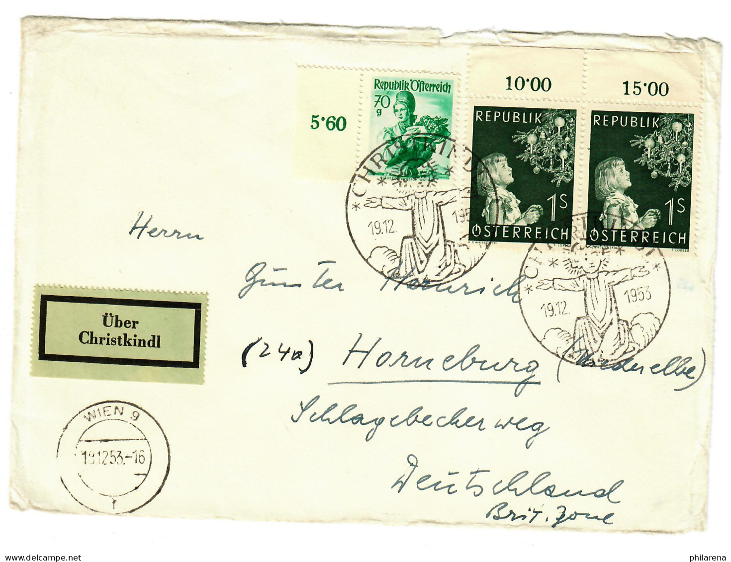 Christkindl: 1953 Nach Horneburg - Covers & Documents