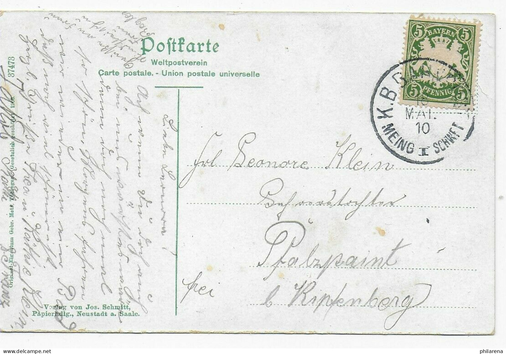 Ansichtskarte Bad Neuhaus 1910 Bei Bad Neustadt A.d.fränk. Saale Nach Pfalzpaint - Covers & Documents