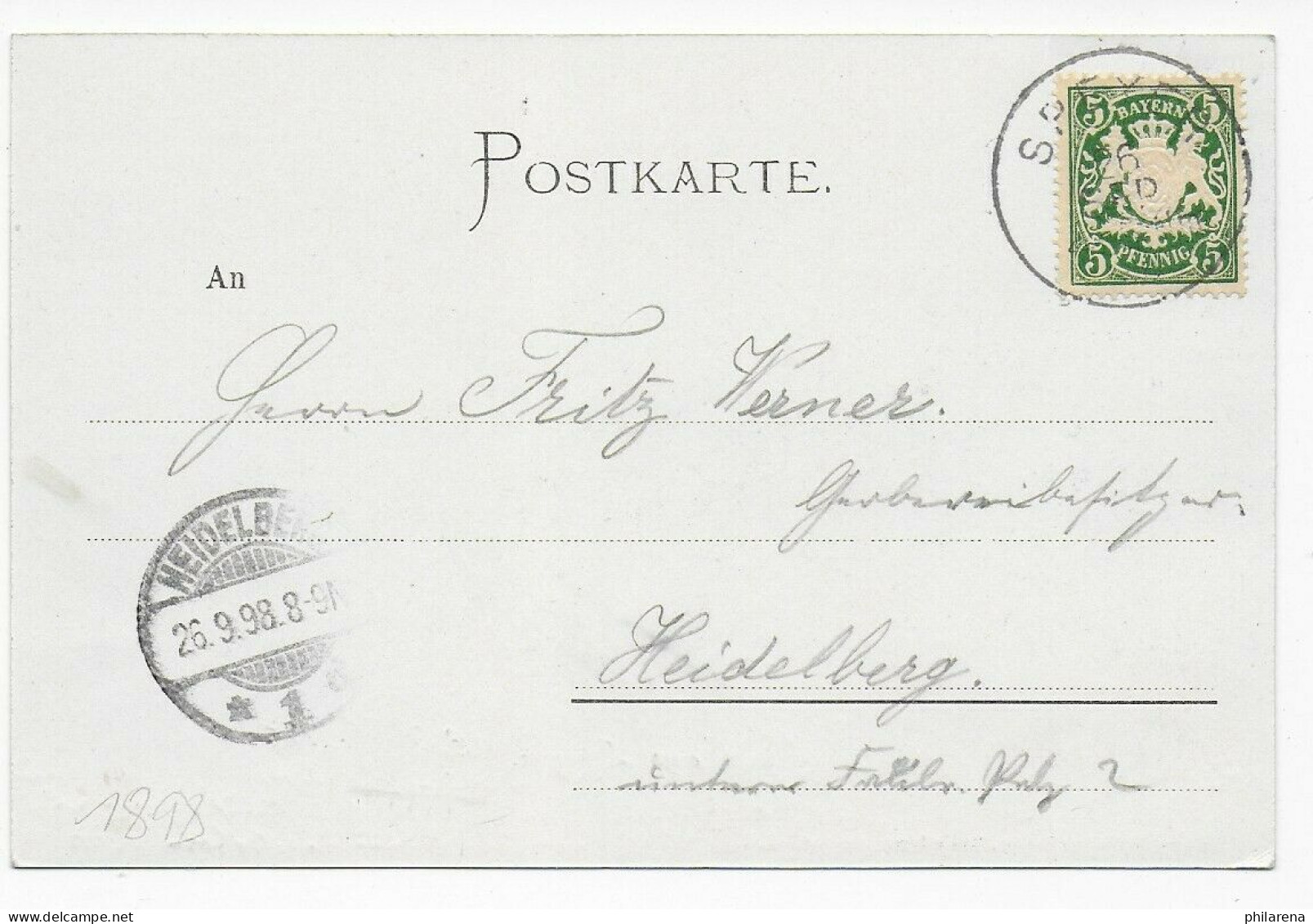 Ansichtskarte Speyer 1898 Nach Heidelberg - Cartas & Documentos