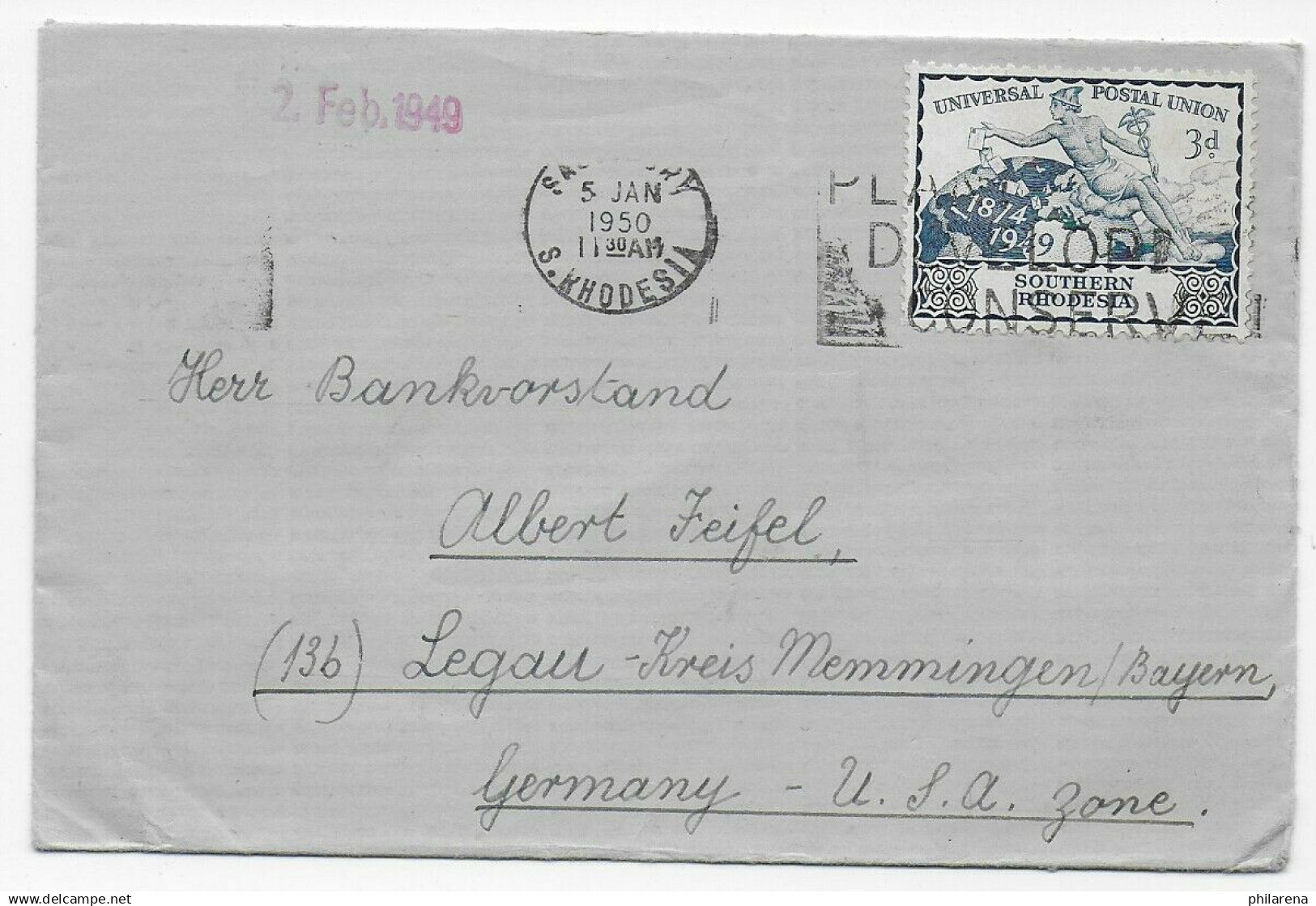 Bulawayo, Rhodesia, 1950 To Legau/Memmingen - Other & Unclassified