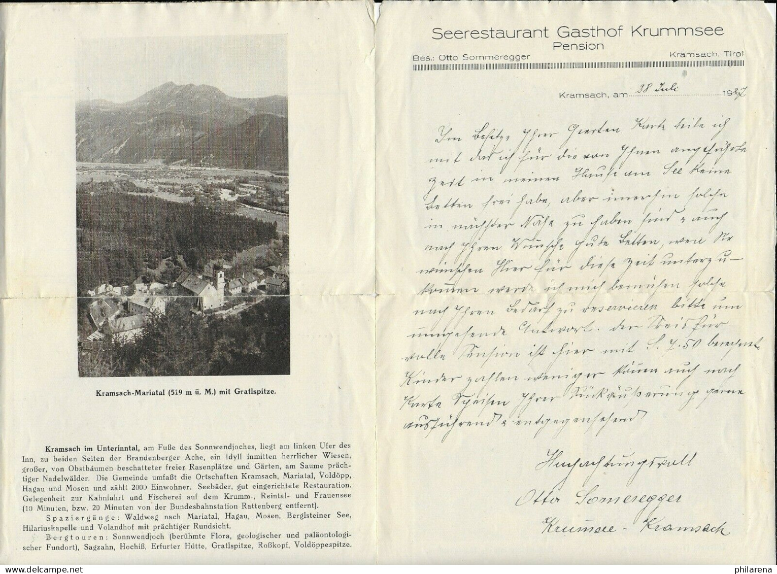 Kramsach Tirol 1923 Mit Integrierten Bildern Krummsee Nach Heilbronn - Covers & Documents