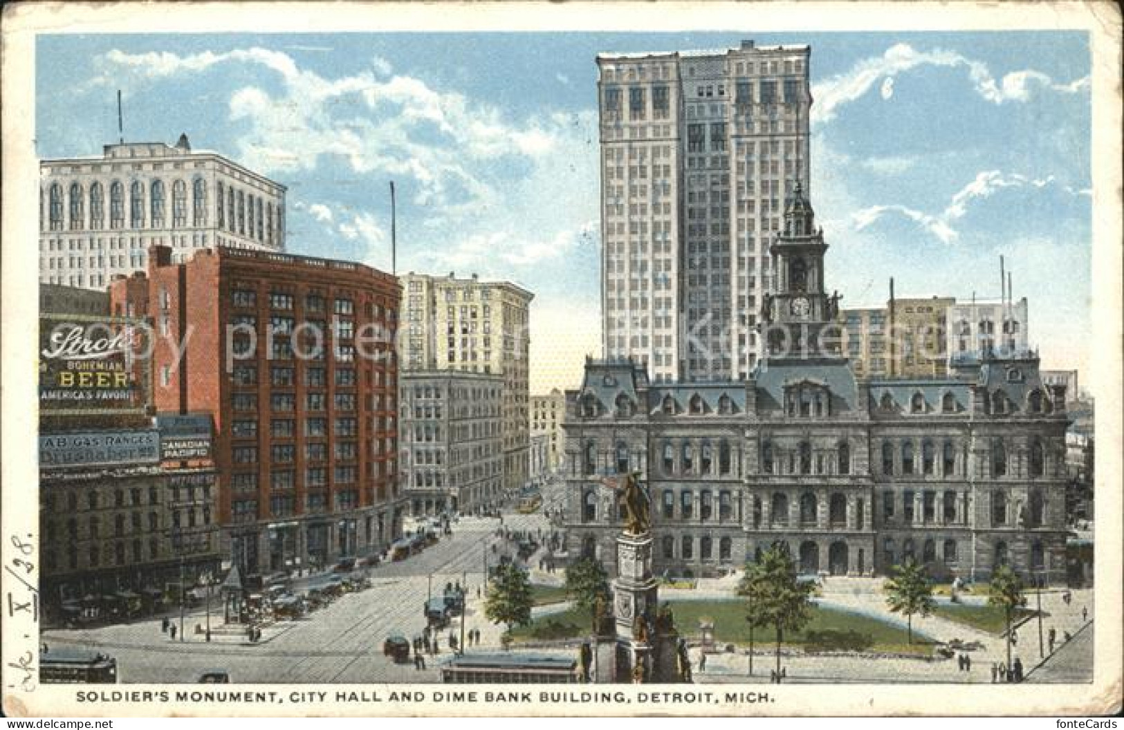 11913683 Detroit_Michigan Soldiers Monument City Hall Dime Bank Building %st - Andere & Zonder Classificatie