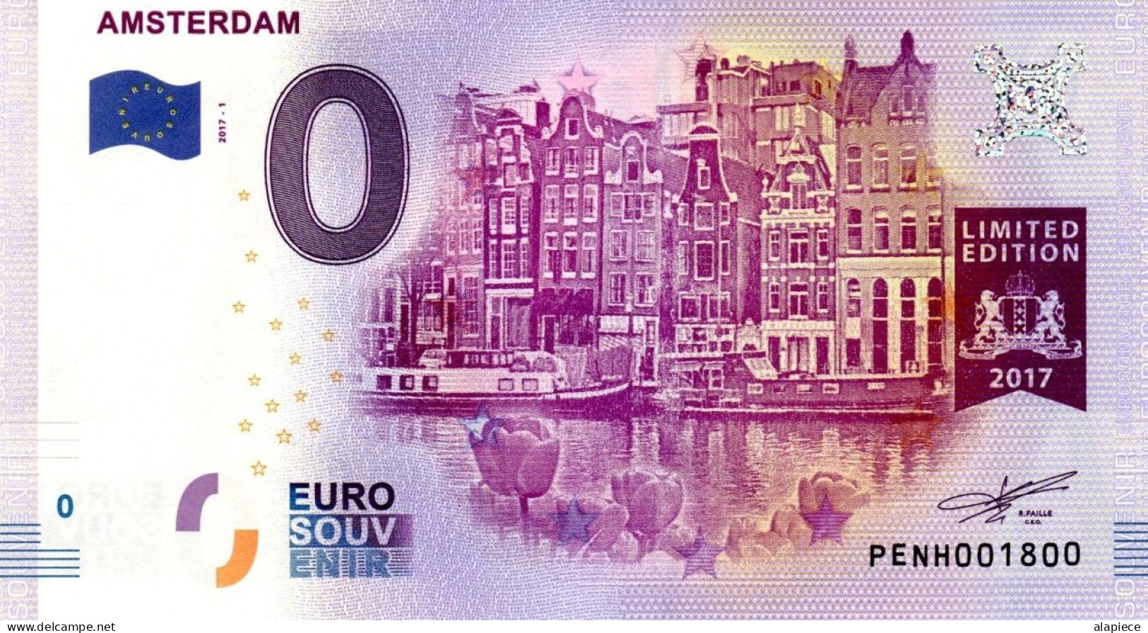 Billet Touristique - 0 Euro - Pays-Bas - Amsterdam (2017-1) - Private Proofs / Unofficial