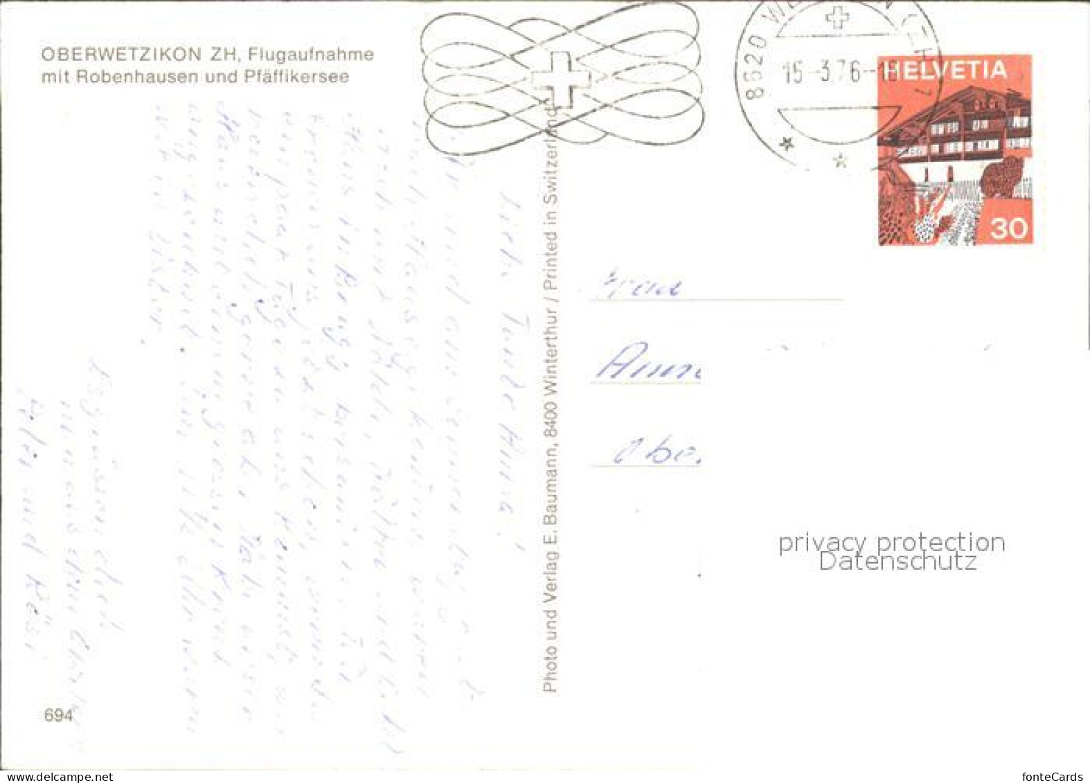 11911533 Oberwetzikon Fliegeraufnahme Mit Robenhausen Und Pfaeffikersee Wetzikon - Autres & Non Classés