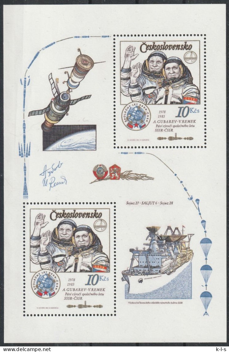 CSSR: 1983, Blockausgabe: Mi. Nr. 53, Interkosmosprogramm – Gemeinsamer Weltraumflug UdSSR-ČSSR.  **/MNH - Europe