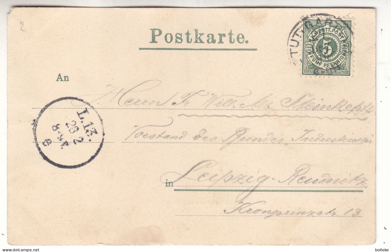 Allemagne - Empire - Carte Postale De 1898 - Oblit Stuttgart - Exp Vers Leipzig - Vue Schlossplatz - - Covers & Documents