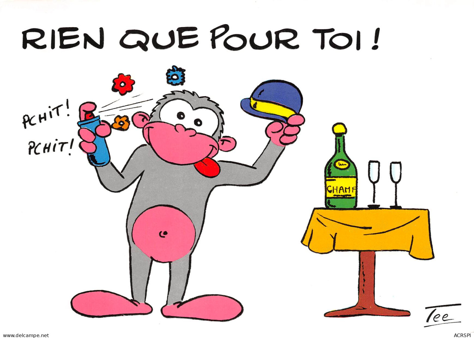 HUMOUR Gourmandise SINGE Champagne  Carte Humouristique   26  (scan Recto Verso) MD2501BIS - Humour