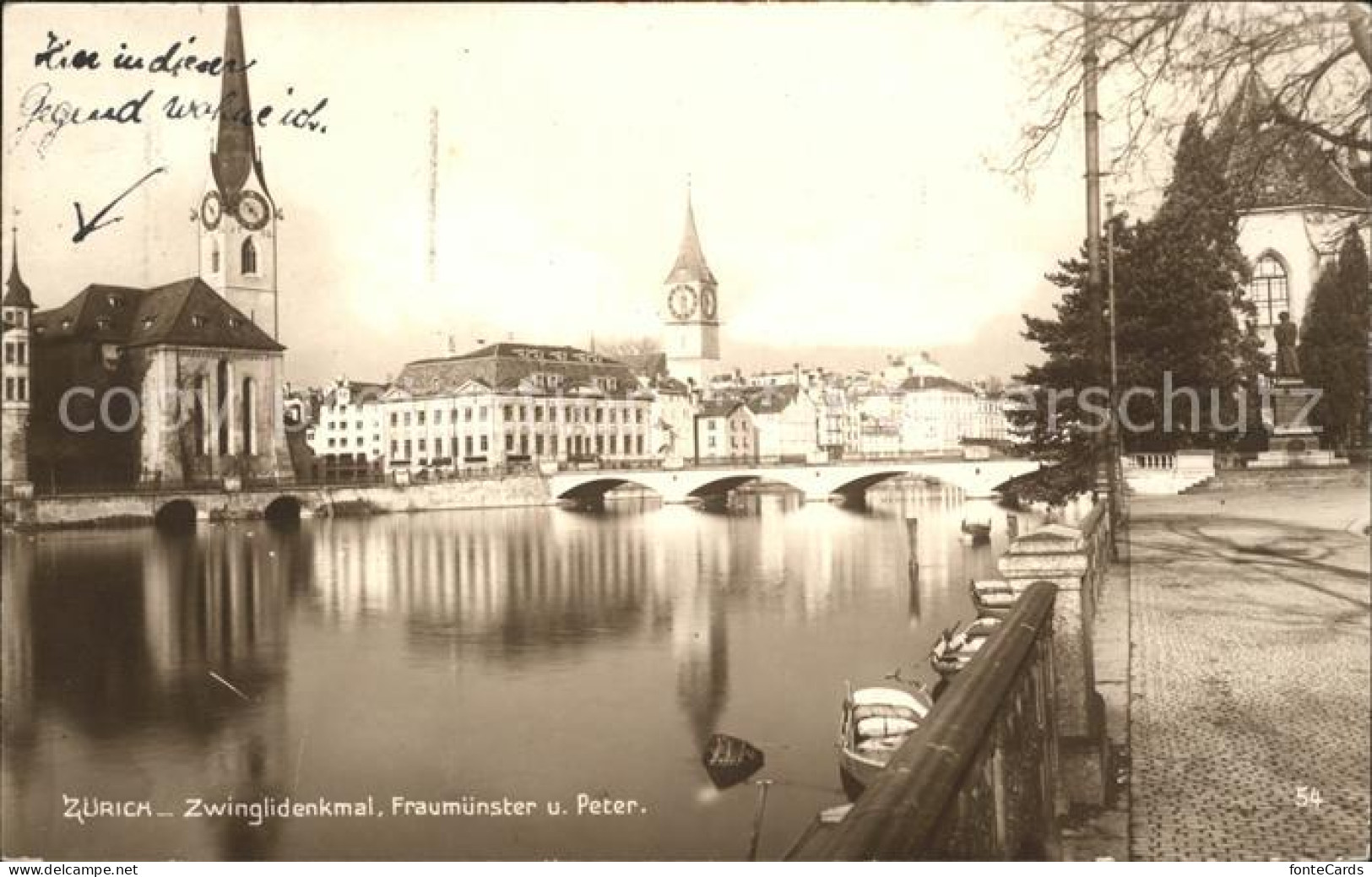 11911382 Zuerich Zwinglidendenkmal Fraumuenster Und Peter Zuerich - Autres & Non Classés