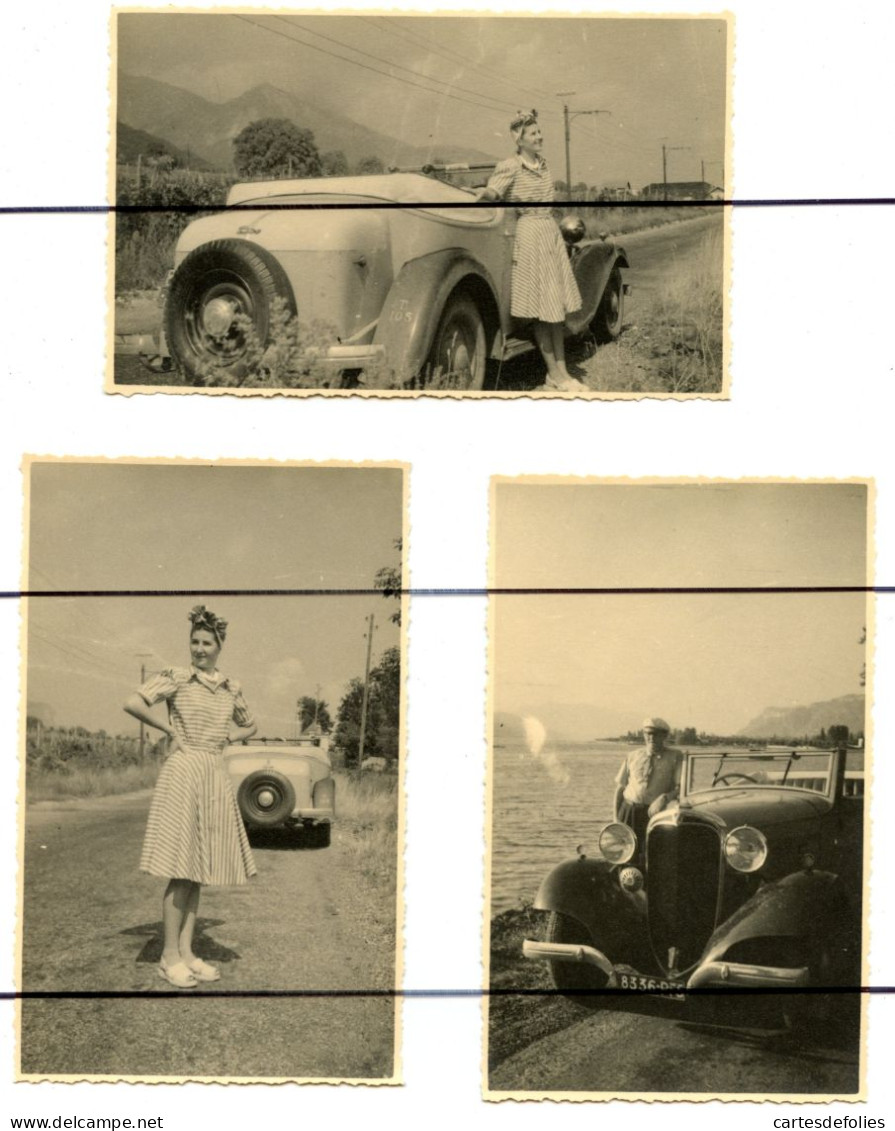 4 PHOTOGRAPHIES . Automobile, Ancienne Voiture . Cabriolet , - Cars