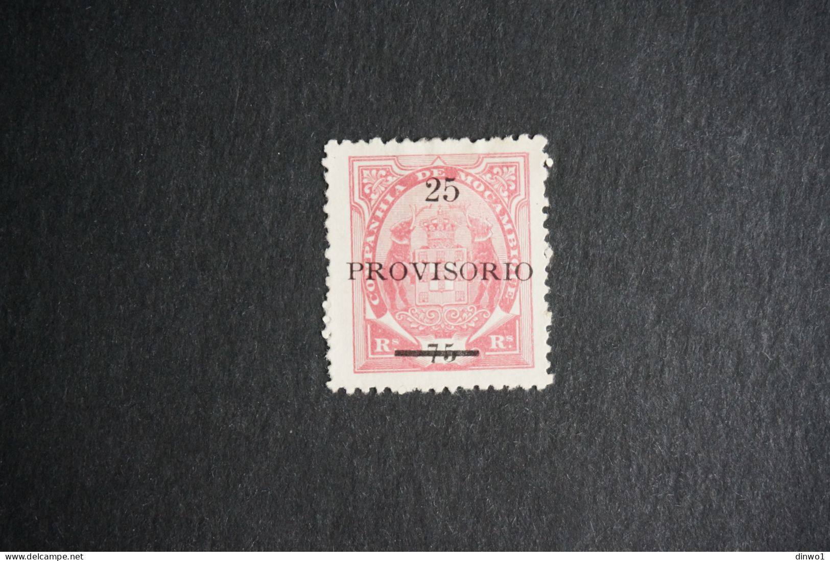 (T2) Mozambique Company - 1895 Elephants Coat Of Arms OVP "Provisorio" 25 R - Af. 27 - MH (No Gum) - Mosambik