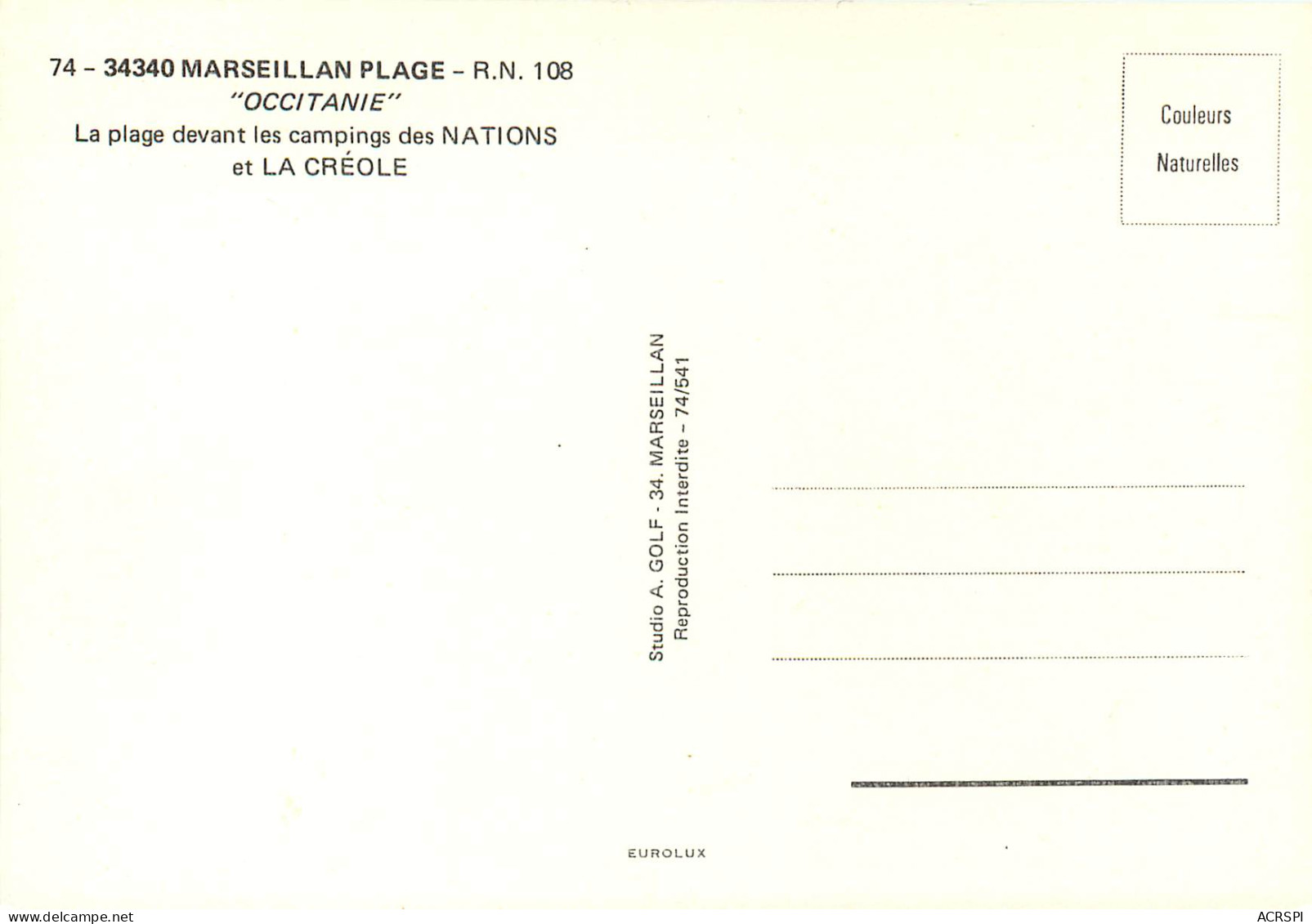 MARSEILLAN PLAGE La Pplage Devant Les Campings Des Nations Et La Creole 10(scan Recto-verso) MD2504 - Marseillan