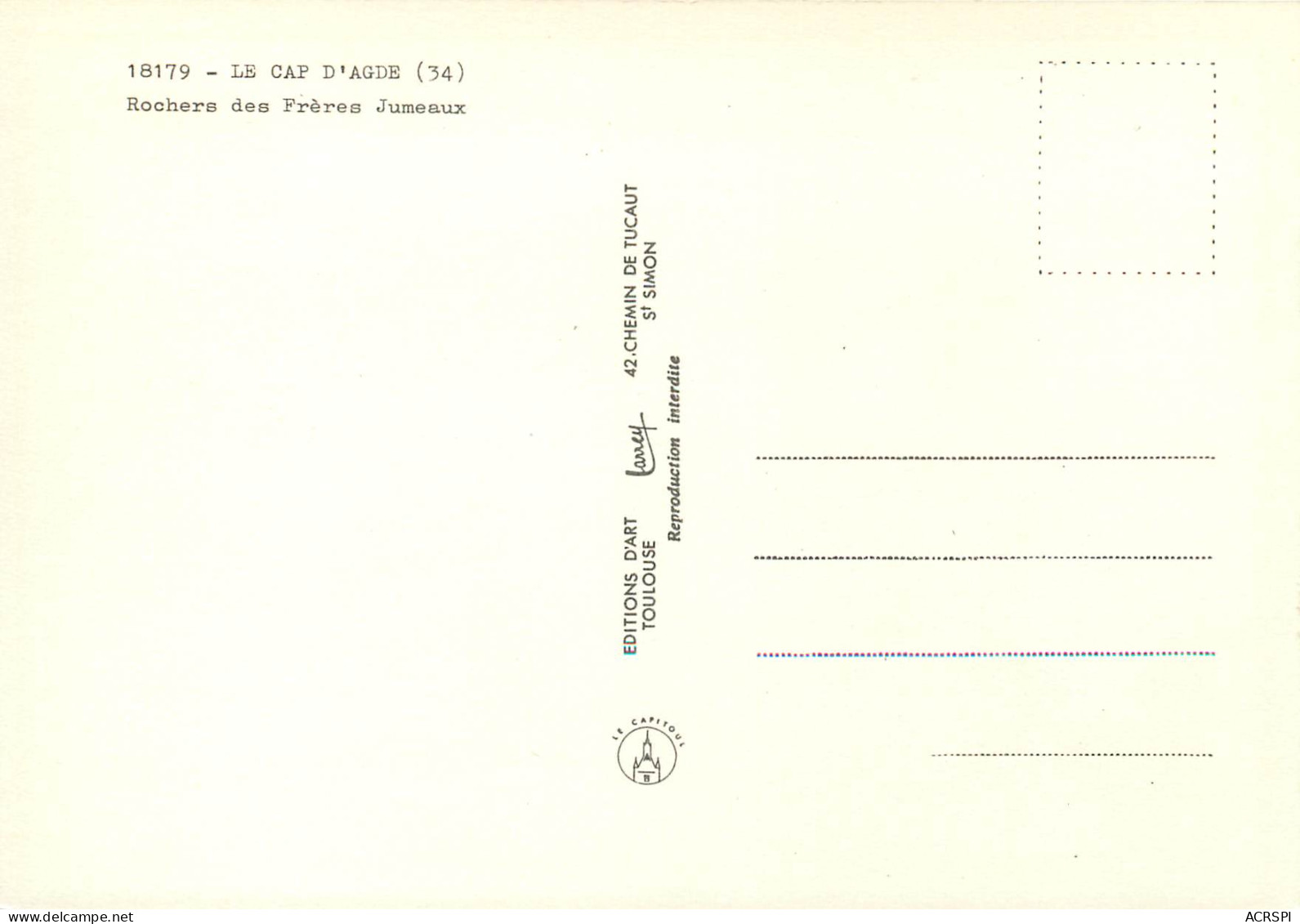 LE CAP D AGDE Rochers Des Freres Jumeaux 11(scan Recto-verso) MD2504 - Agde