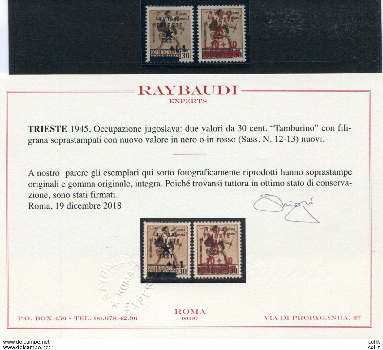 Trieste Occ. Jugoslava - Cent. 30 Tamburino Con Filigrana - Other & Unclassified