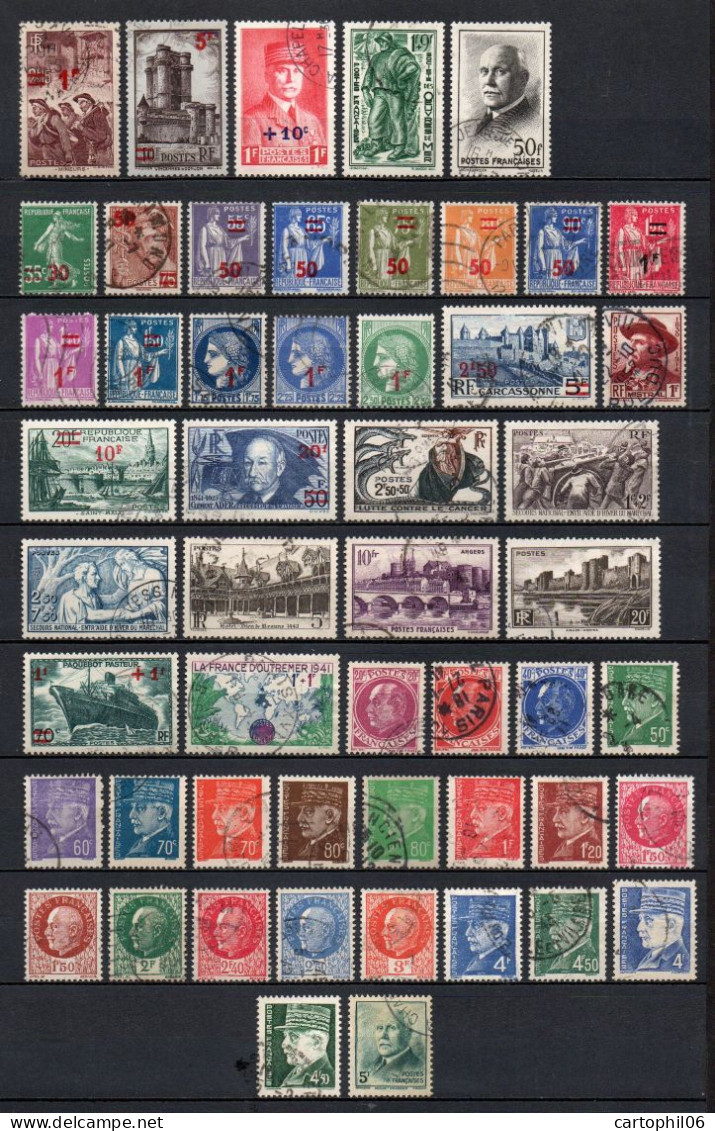 - FRANCE N° 476/525 Oblitérés - 52 Timbres 1941-42 Avec Clément Ader - Cote 78,80 € - - Used Stamps