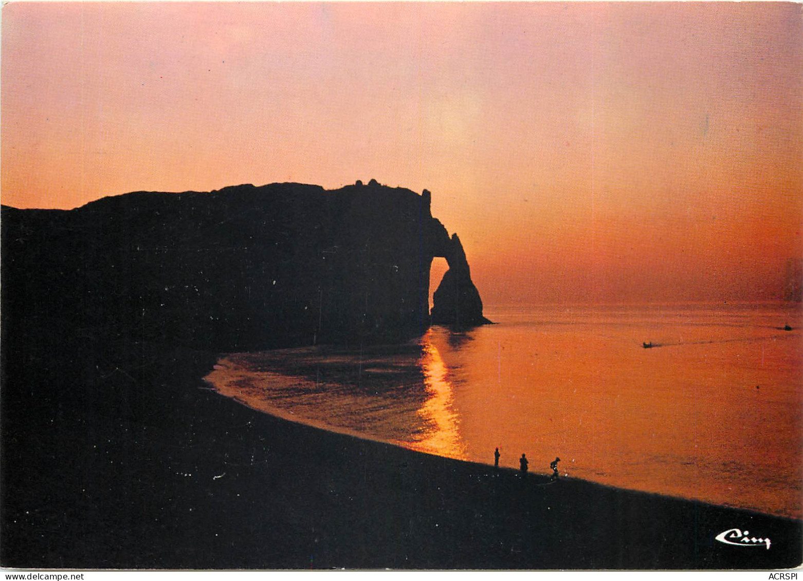 ETRETAT Soleil Couchant Sur La Falaise Aval Et Son Aiguille 25(scan Recto-verso) MD2515 - Etretat