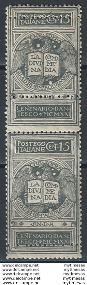 1921 Italia Dante 15c. Grigio NE Varietà MNH Sassone N. 116Aoe - Andere & Zonder Classificatie