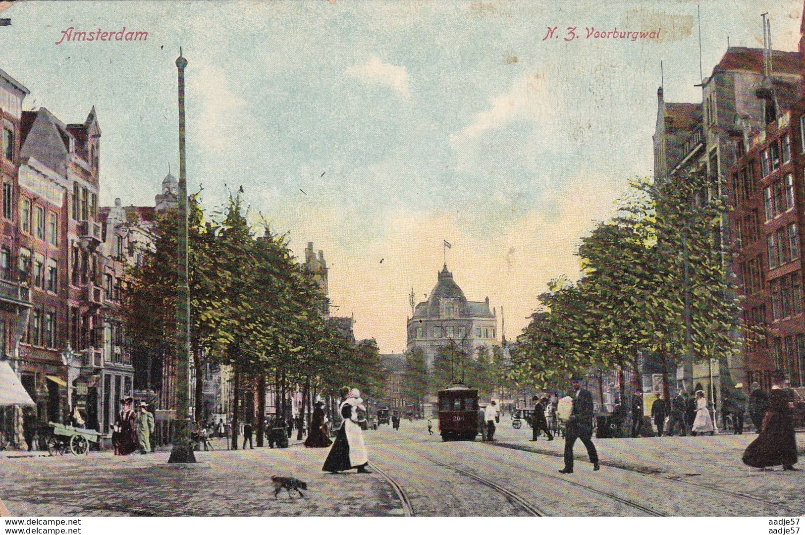 Netherlands Pays Bas Amsterdam N.Z. Voorburgwal Tram 1909 - Tramways