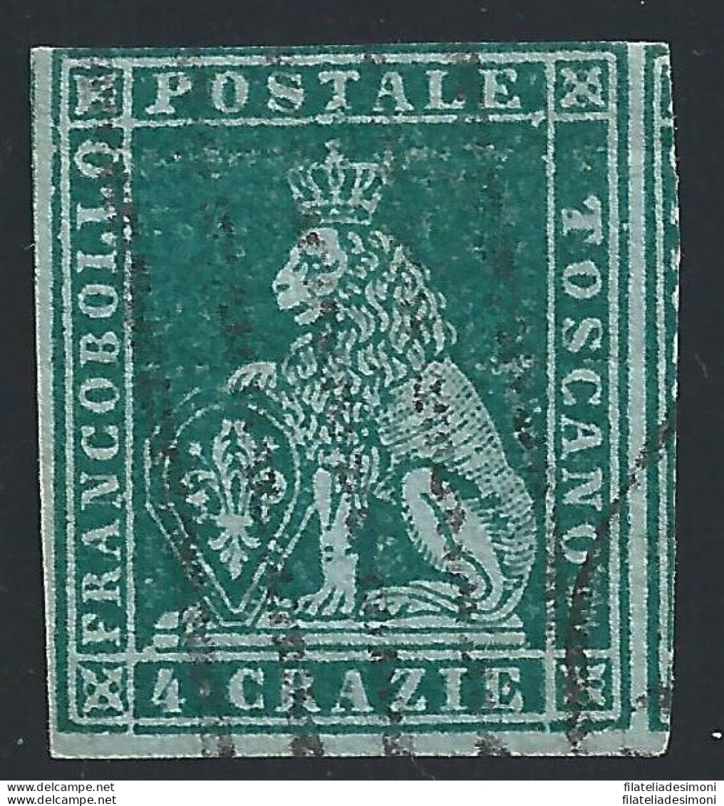1851-52 TOSCANA, N° 6c  4 Cr.  USATO - Tuscany