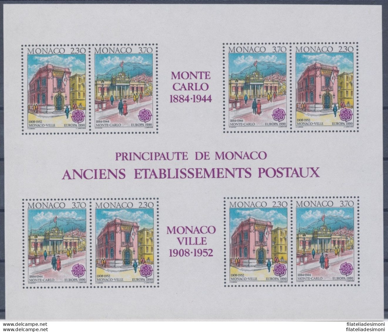 1976 EUROPA CEPT  Monaco Foglietto &quot;Edifici Postali&quot; MNH** - Andere & Zonder Classificatie