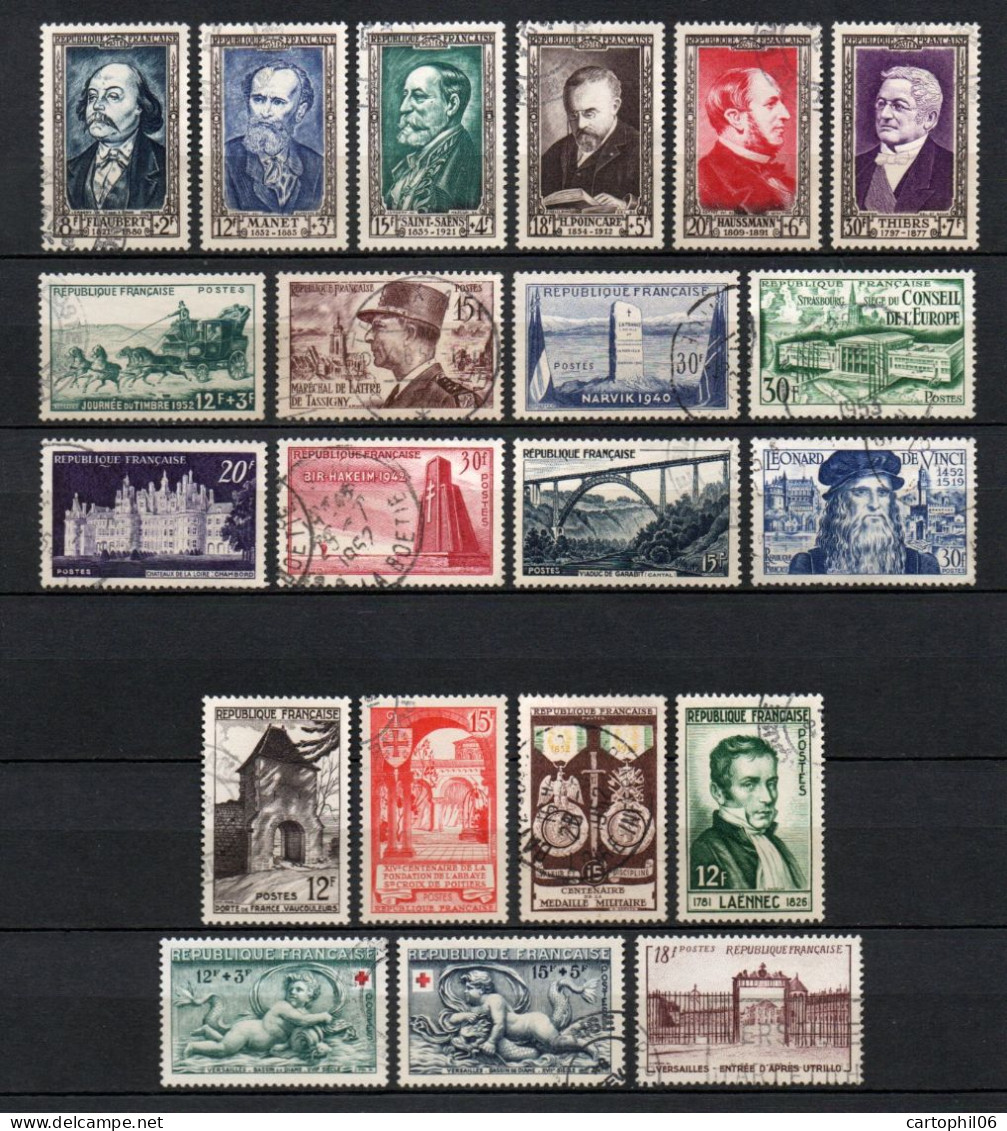 - FRANCE N° 919/39 Oblitérés - Année 1952 Complète (21 Timbres Avec Série Célébrités) - Cote 100,00 € - - Used Stamps