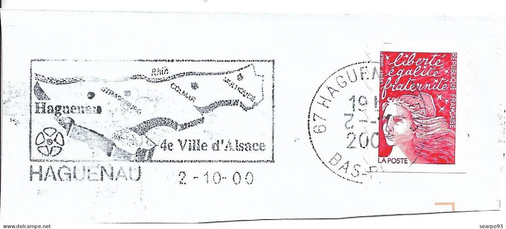 FRANCE. POSTMARK. HAGUENAU. 2000 - 1961-....