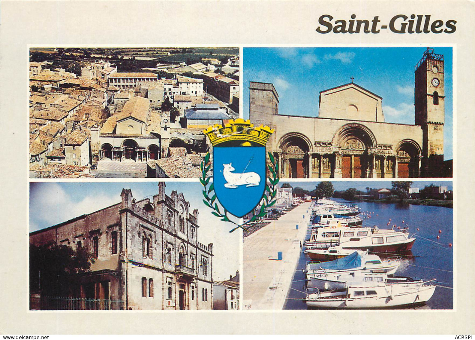 SAINT GILLES Porte De La Camargue Vue Generale Aerienne L Eglise Abbatiale L Hotel De Ville L23(scan Recto-verso) MD2529 - Saint-Gilles