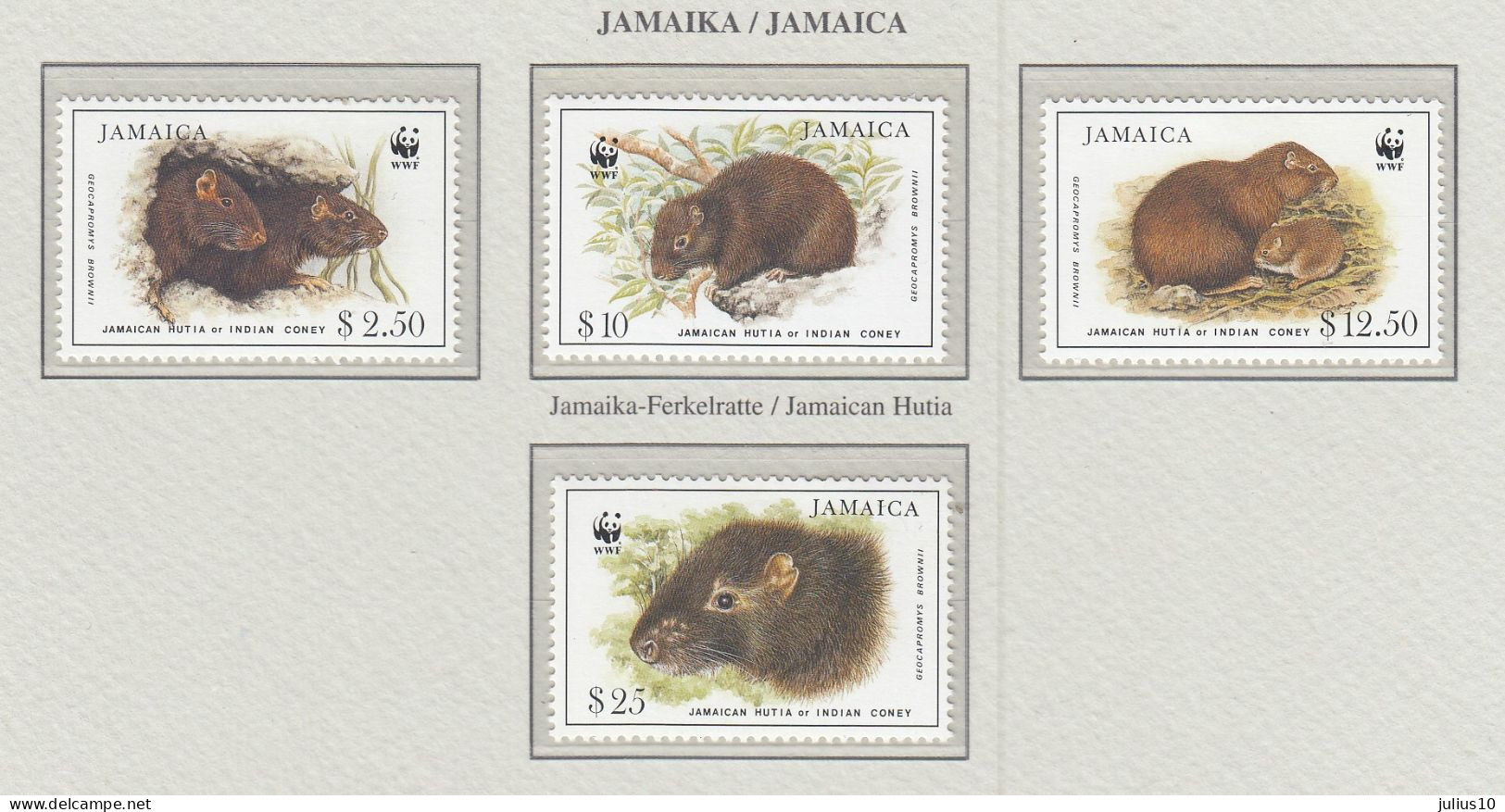 JAMAICA 1996 WWF Animals Indian Coney Mi 882-885 MNH(**) Fauna 550 - Ongebruikt