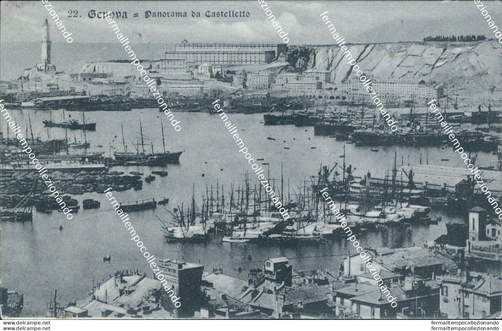 Bq342 Cartolina Genova Citta'  Panorama Da Castelletto 1916 - Genova (Genoa)