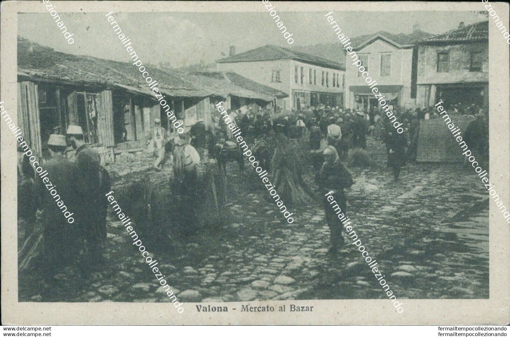 Bg649 Cartolina Valona Mercato Al Bazar Albania - Other & Unclassified