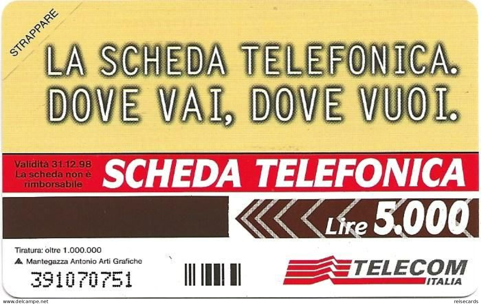 Italy: Telecom Italia - La Scheda Telefonica, Dove Vai - Pubbliche Pubblicitarie