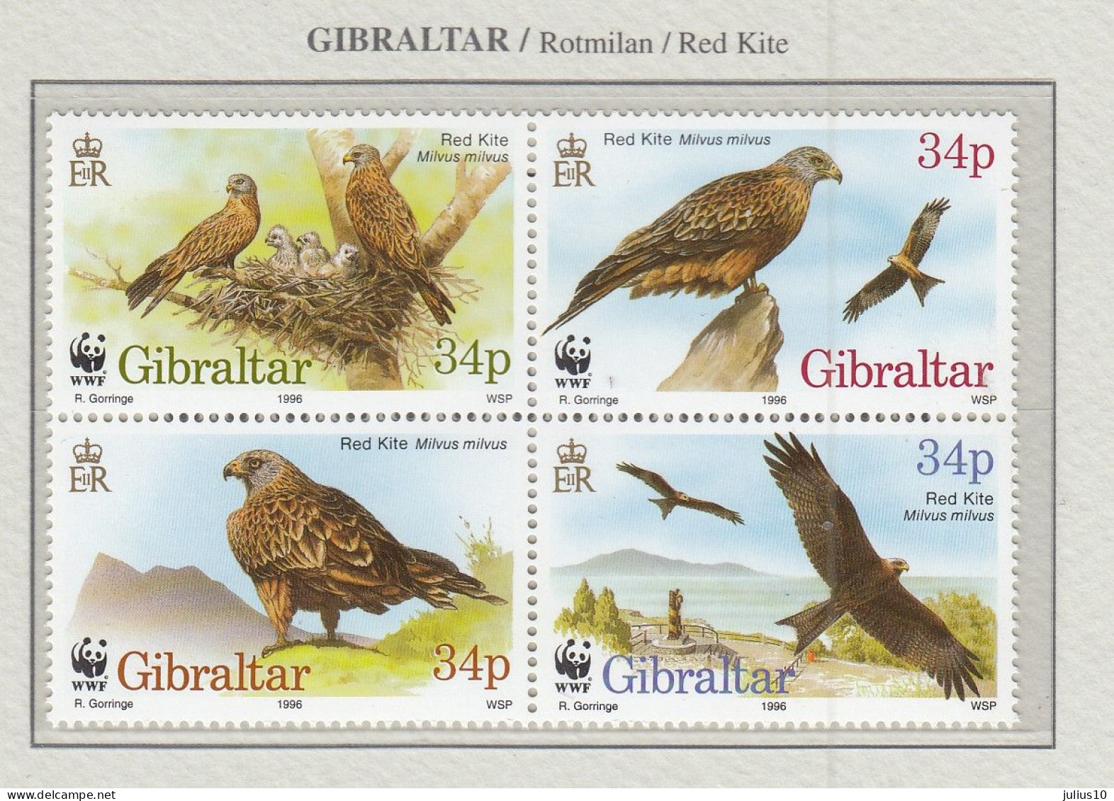 GIBRALTAR 1996 WWF Birds Of Prey Mi 774-777 MNH(**) Fauna 551 - Aquile & Rapaci Diurni