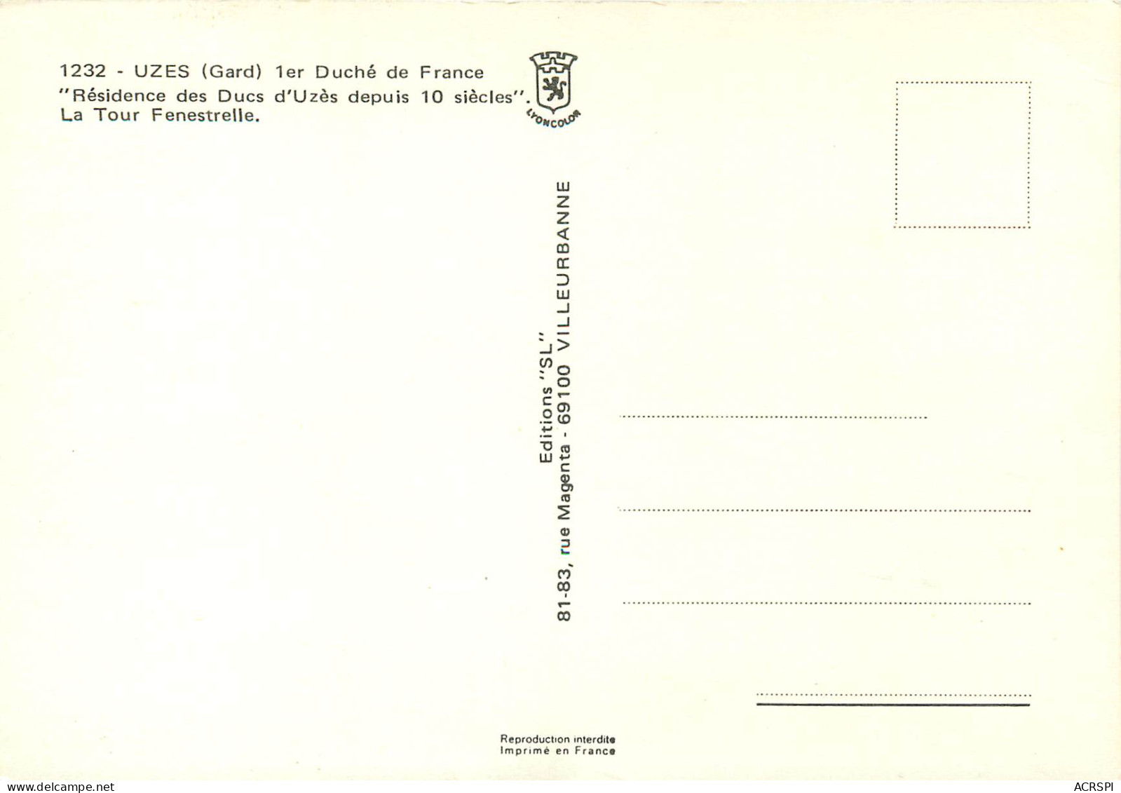UZES 1er Duche De France Residence Des Ducs D Uzes 4(scan Recto-verso) MD2534 - Uzès