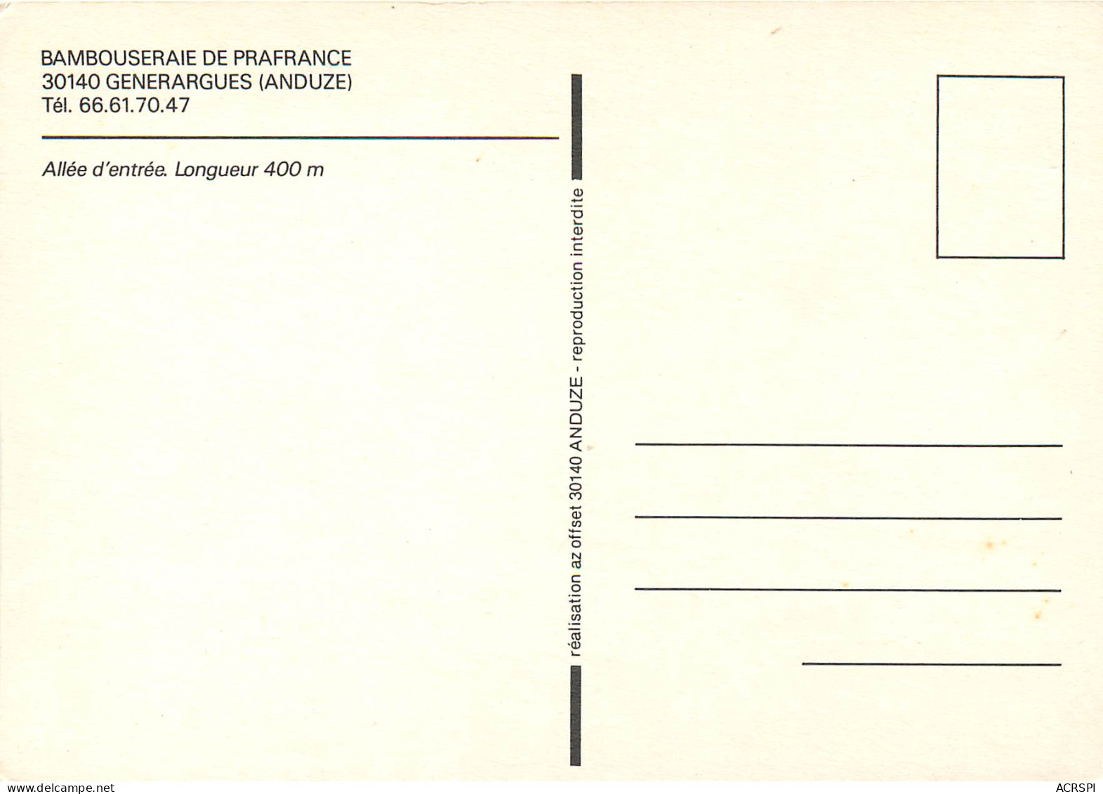 BAMBOUSERAIE DE PRAFRANCE ANDUZE Allee D Entree 24(scan Recto-verso) MD2537 - Anduze