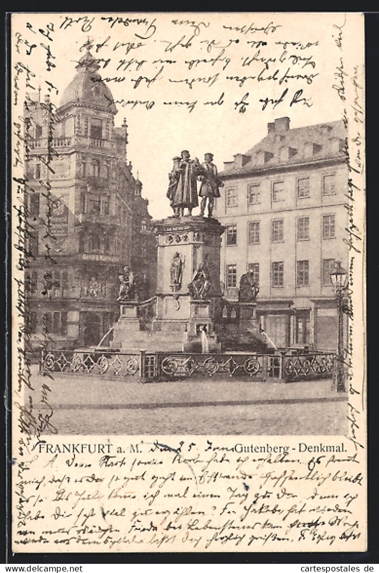 AK Frankfurt A. M., Am Gutenberg-Denkmal  - Frankfurt A. Main