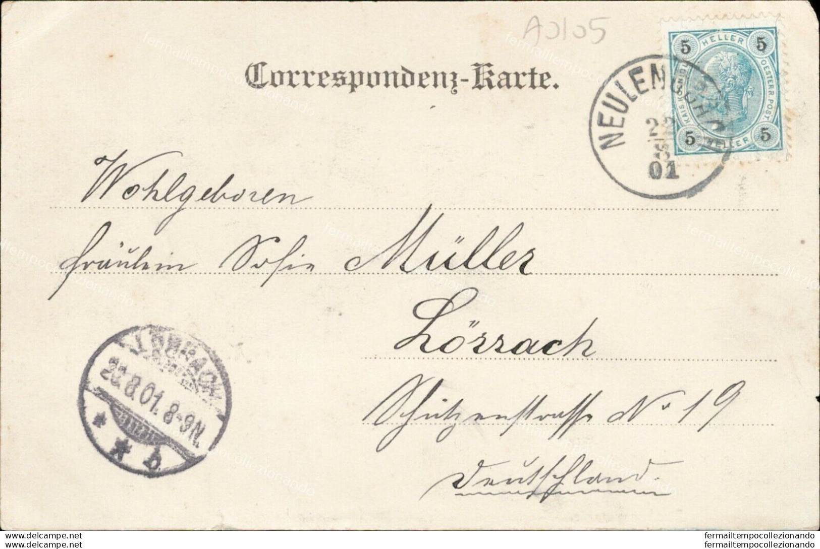 Ao105 Cartolina Gruss Aus Neulengbach 1901 - Otros & Sin Clasificación