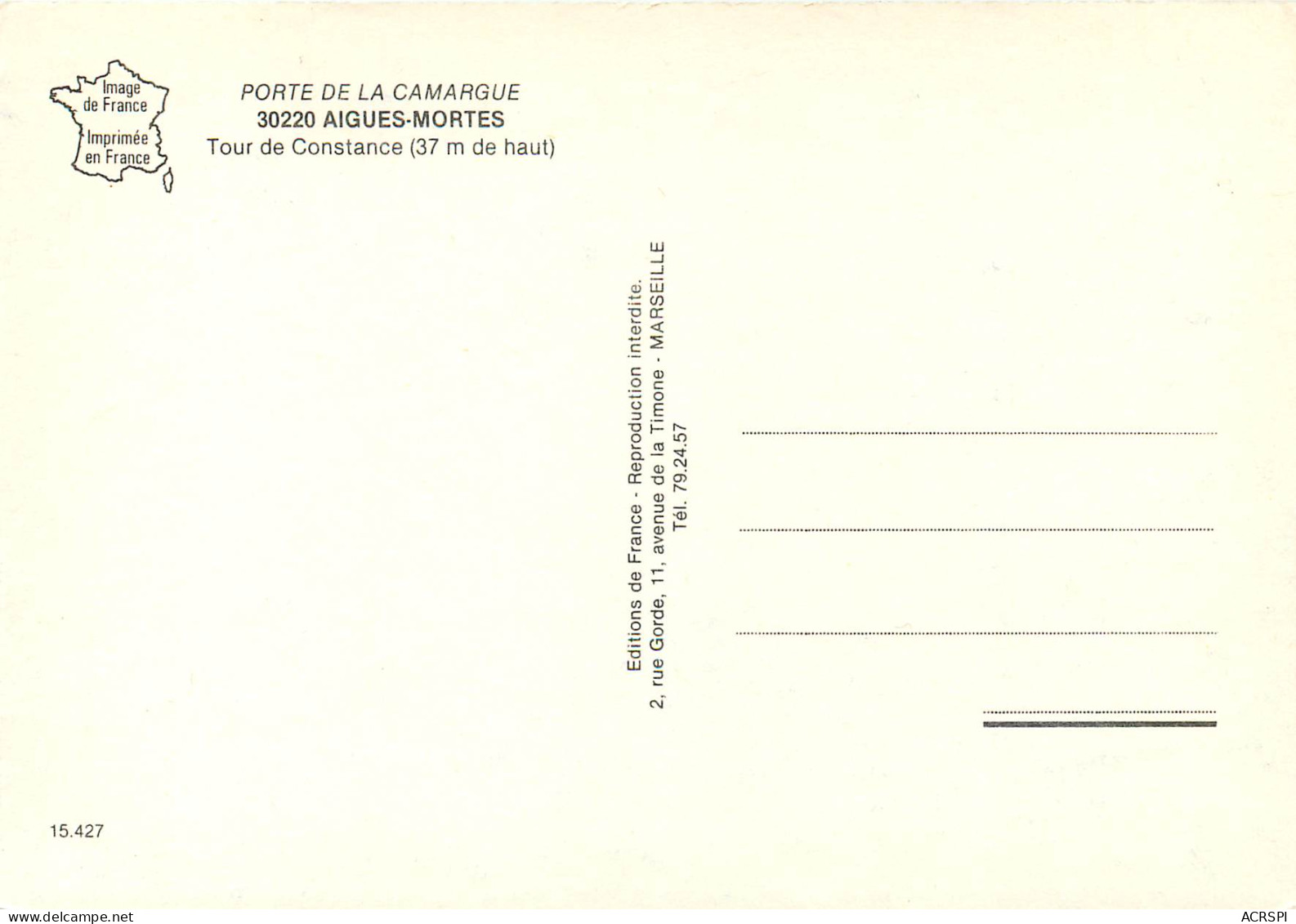 AIGUES MORTES Tour De Constance 27(scan Recto-verso) MD2540 - Aigues-Mortes