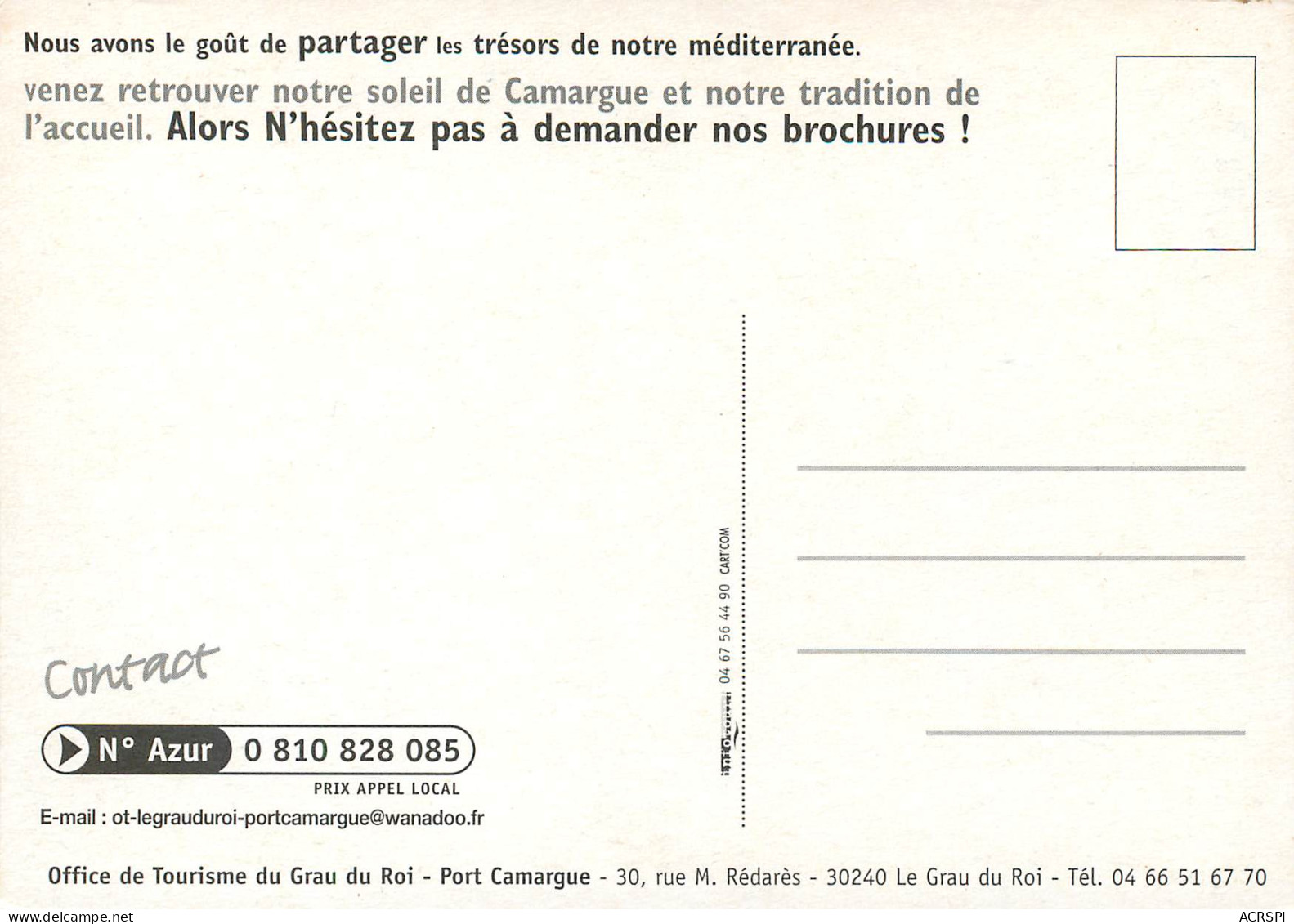 LE GRAU DU ROI PORT CAMARGUE Circulation Fluide 30(scan Recto-verso) MD2542 - Le Grau-du-Roi