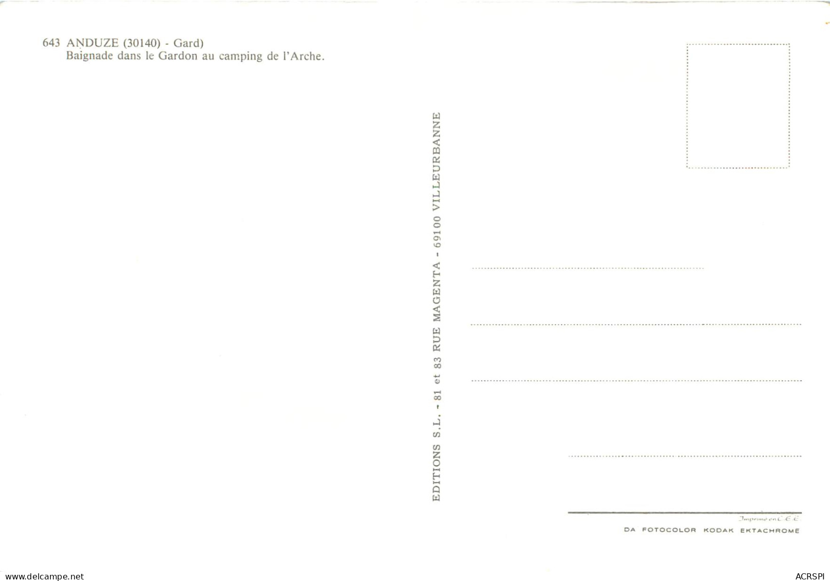 ANDUZE Baignade Dans Le Gardon Au Camping De L Arche 3(scan Recto-verso) MD2543 - Anduze