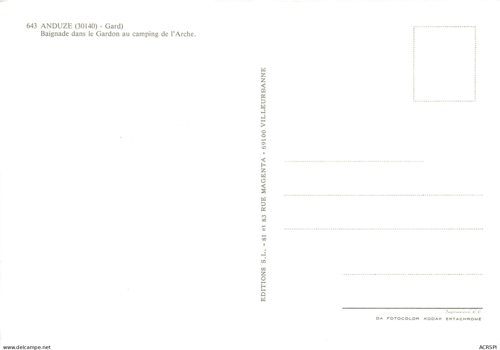 ANDUZE Baignade Dans Le Gardon Au Camping De L Arche 24(scan Recto-verso) MD2544 - Anduze