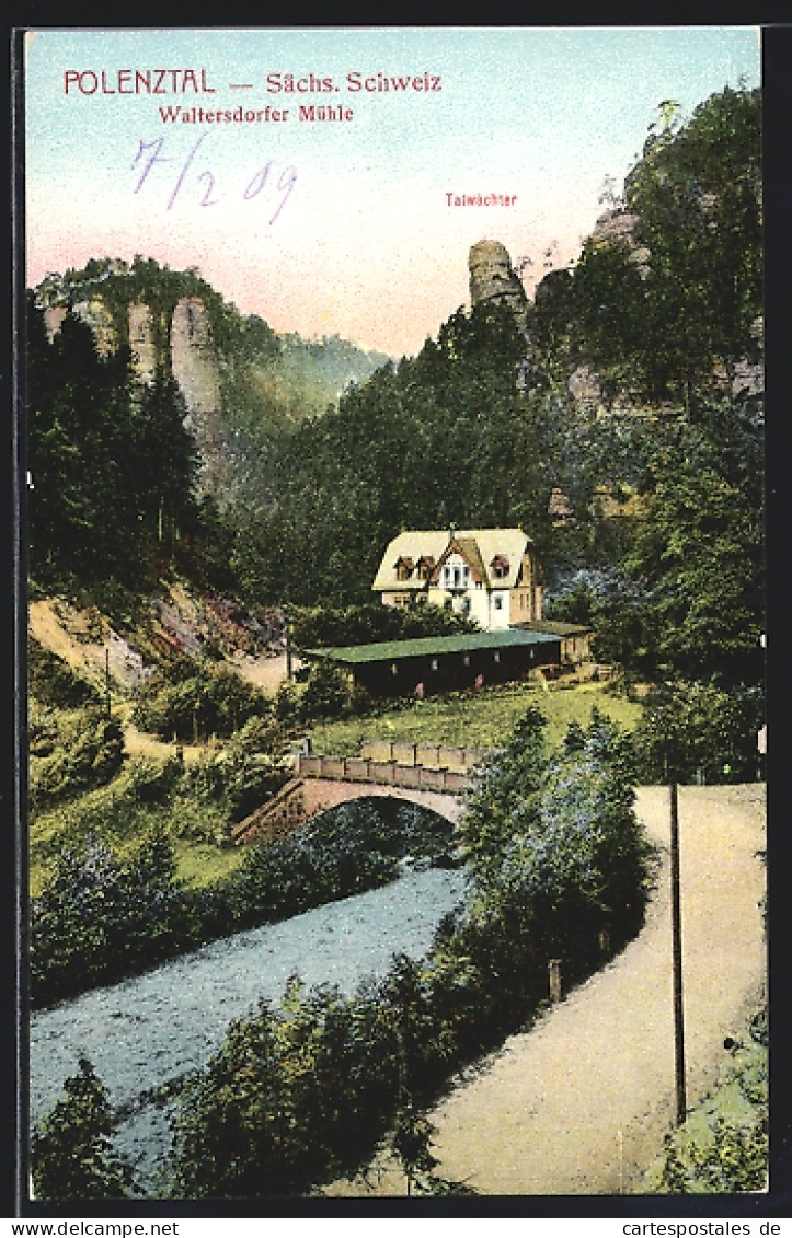 AK Hohnstein / Sa., Waltersdorfer Mühle Und Der Talwächter Im Polenztal  - Hohnstein (Saechs. Schweiz)