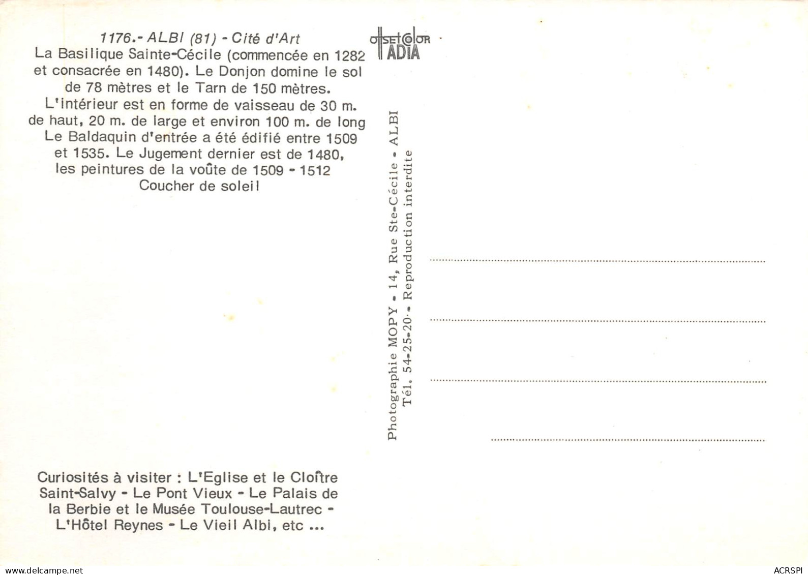 ALBI  La Cathedrale La Nuit  1 (scan Recto Verso)MD2552BIS - Albi